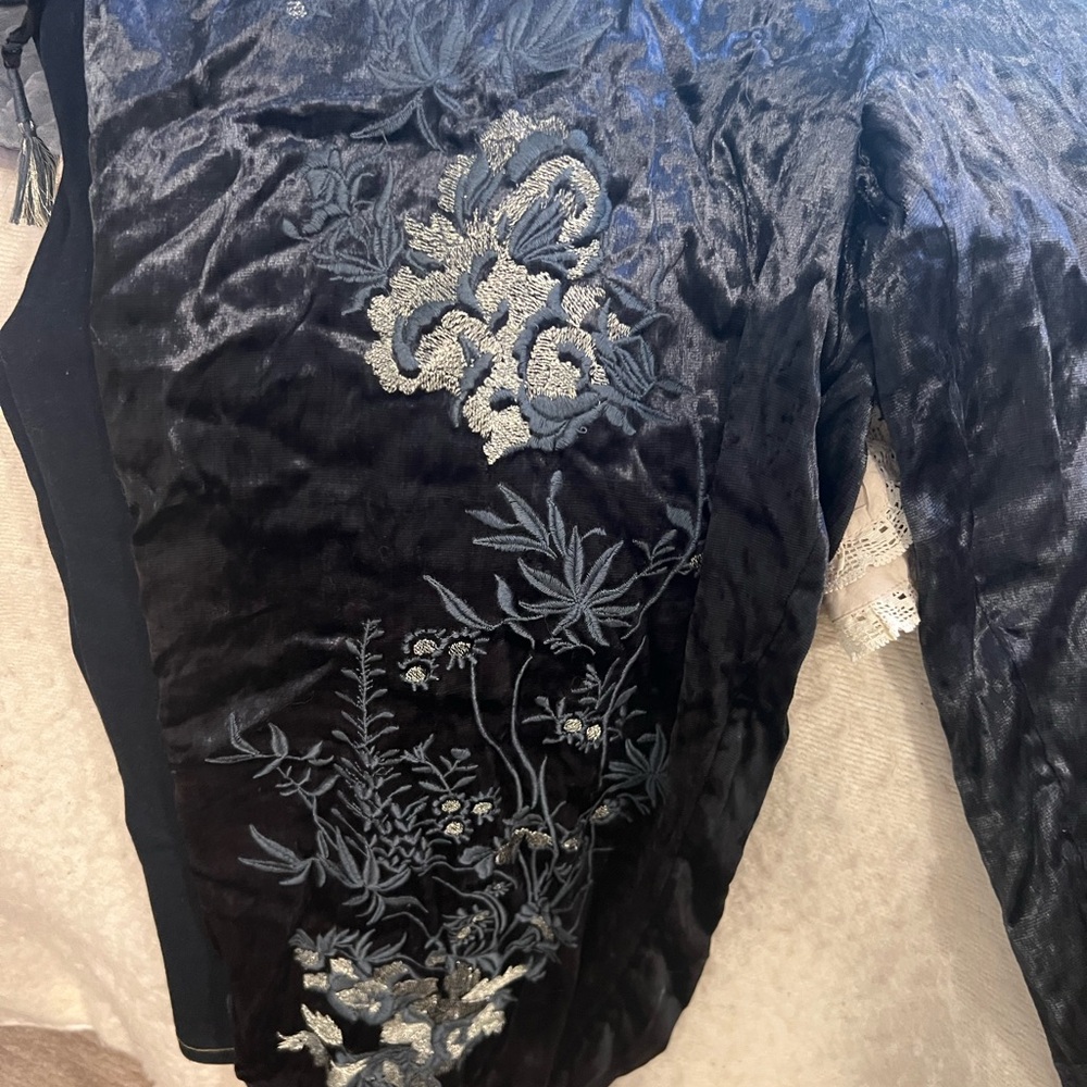 Anthropologie Velvet Jogger with embroidery Size Large - Picture 6 of 9